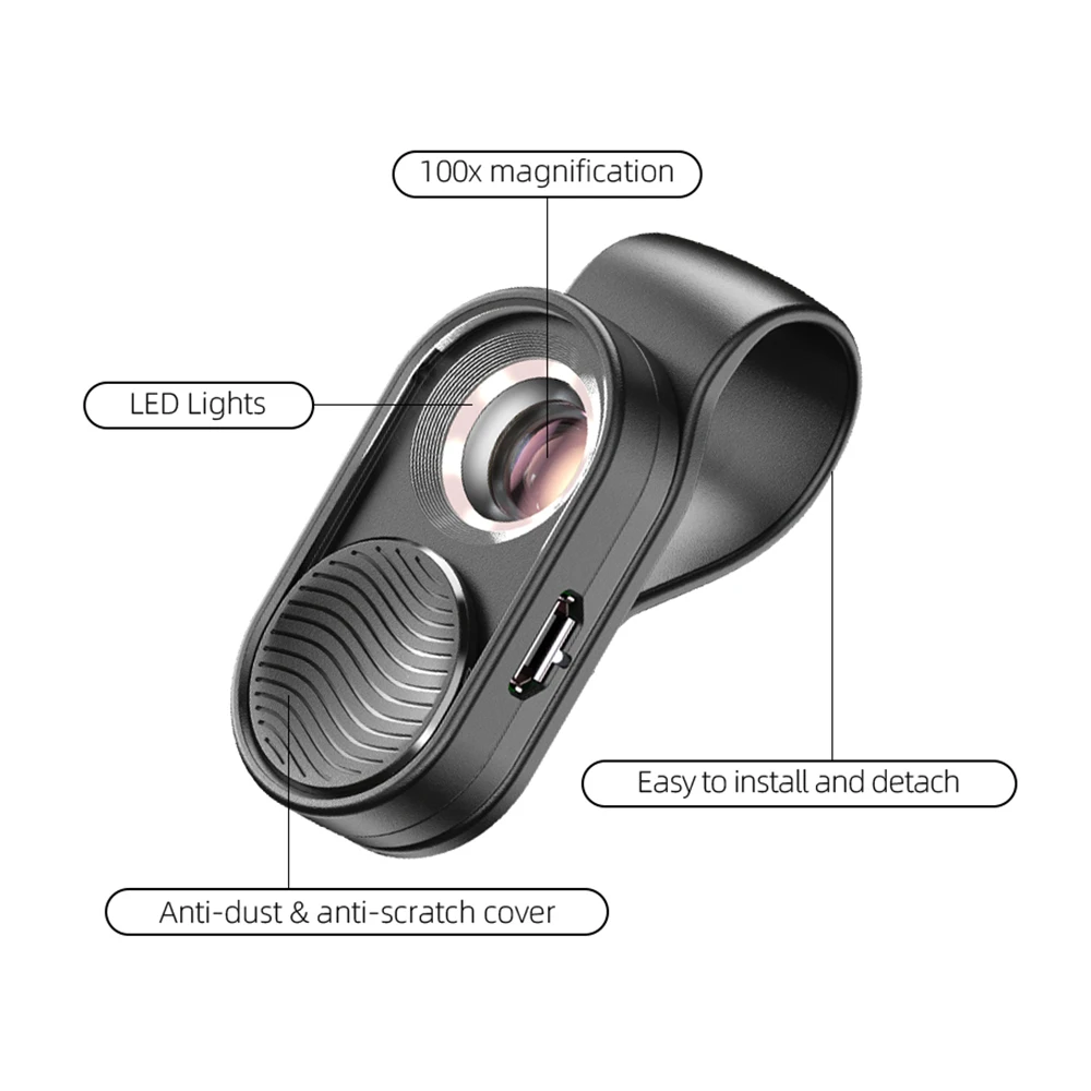 APEXEL100X микроскоп объектив камеры телефона с высоким увеличением светодиодные