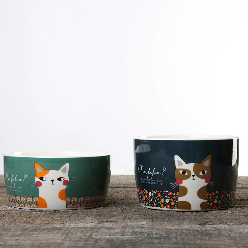 Миски для кошек пищевые и водные миски керамическая миска в мультяшном стиле