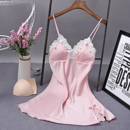 

Sexy Women Lingerie Silk Robe Dress V-Neck Spaghetti Strap Nightdress Nightgown Sleepwear Nightdress