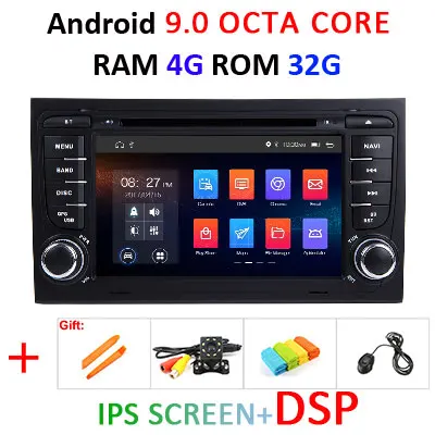 Для Audi A4 S4 RS4 8E 8F B9 B7 B6 4G 64G 8 core Android 9,0 2 Din Автомобильный Радио dvd мультимедийный плеер стерео gps wifi obd2 DSP DVR - Цвет: 4G 32G IPS DSP