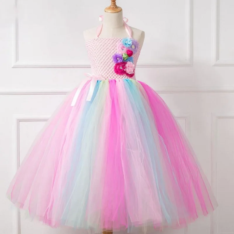 Платье для девочек костюм единорога необычные рождественские детские радужные