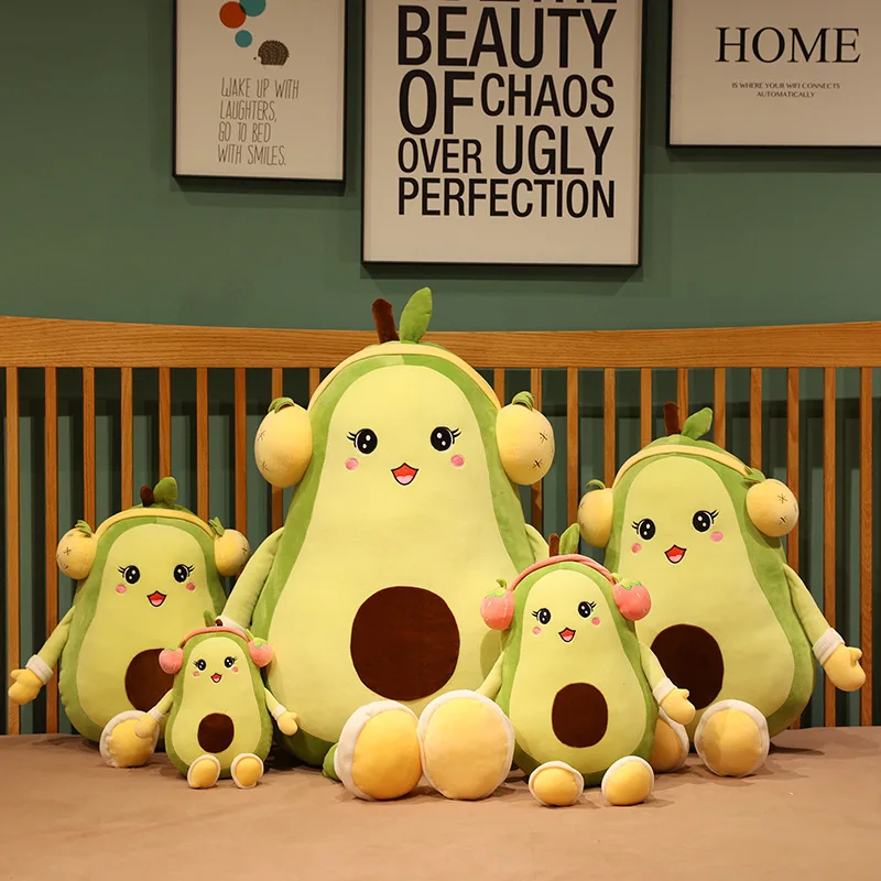

35-100CM Kawaii Creative Headphone Avocado Plush Toy Pillow Cute Sofa Cushion Decoration Children Toy Girl Birthday Holiday Gift
