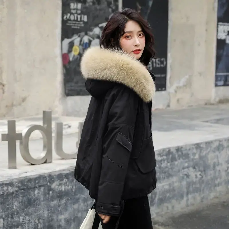 

2020 New Fur Collar Winter Jacket Women Winter High Quality Zipper Parkas Outwear Women Casual Thick Warm ShortCoats Q319