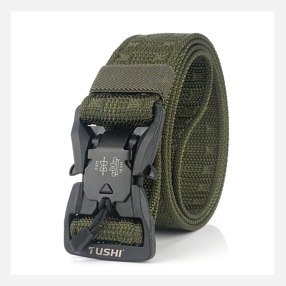 TUSHI Wear-resistant Military Training  Nylon Belt For Men Light Magnetic Buckle Thick Canvas Outdoor Tactical Designer