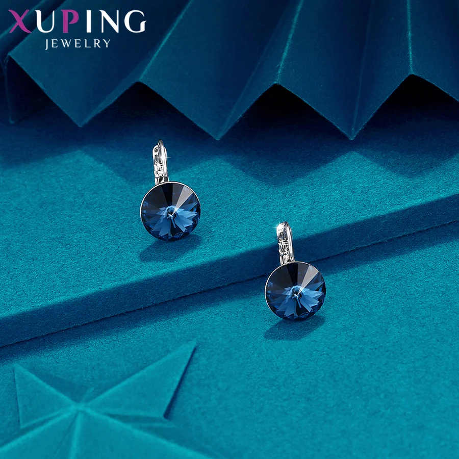 Xuping простой дизайн обручи серьги Модные Кристаллы от Swarovski Специальный стиль для девочек ювелирные изделия подарок S143/S142.2-97326/206