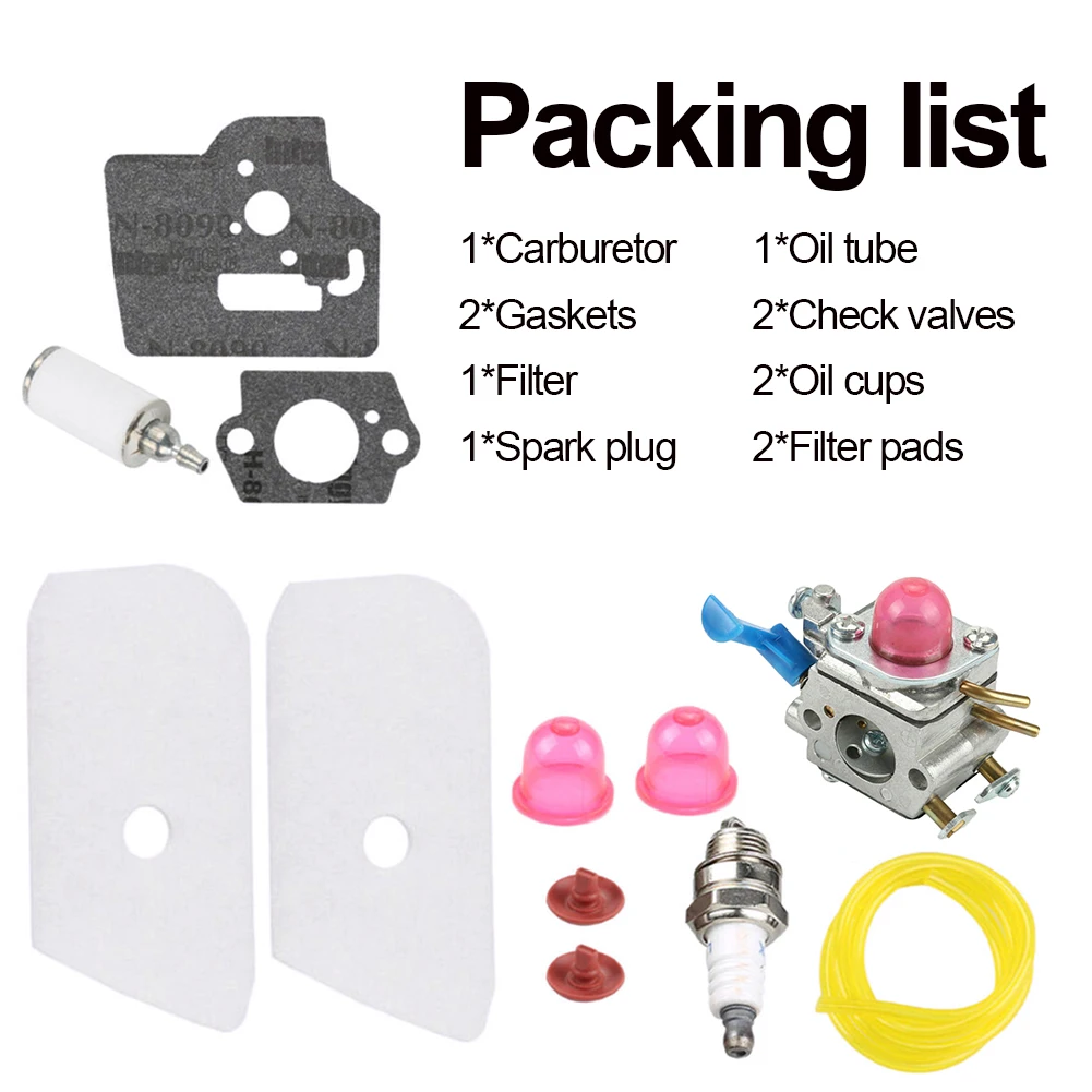 

Carburetor for Husqvarna 545081848 C1Q-W40A 128C 128CD 128L 128LD 128LDX 128R Lawn Mower w/ Gasket Filter Spark Plug Check Valve