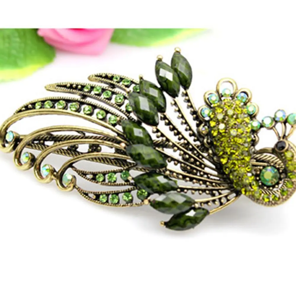1 шт. милые Винтажные заколки для волос с кристаллами павлина в стиле пончика
