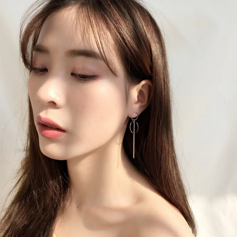 Модные милые круглые длинные серьги со звездами простые корейские