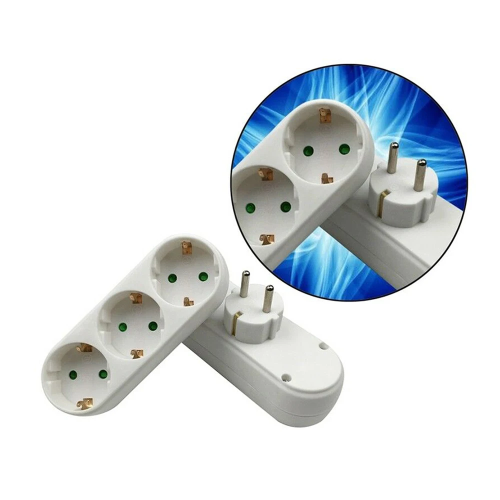 Useful EU Plug Socket European Schuko Power Strip 3 Outlets AC Adapters Converter White Wall 16A 250V |