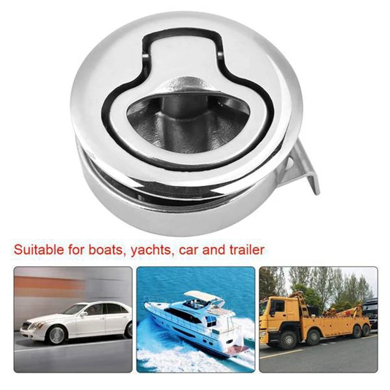 

2PCS 2 Inch Stainless Steel Boat Marine Latch Pull Lift Handle Deck Hatch Marine Hardware Flush Pull Latch Lock
