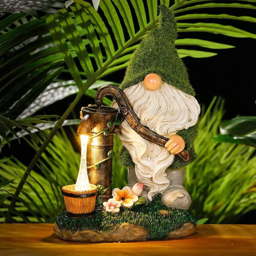 

60% Hot Sales!!! Dwarf Decoration Weather Resistance Hand-Crafted Multi-color Solar Lighted Garden Dwarf Statue for Balcony