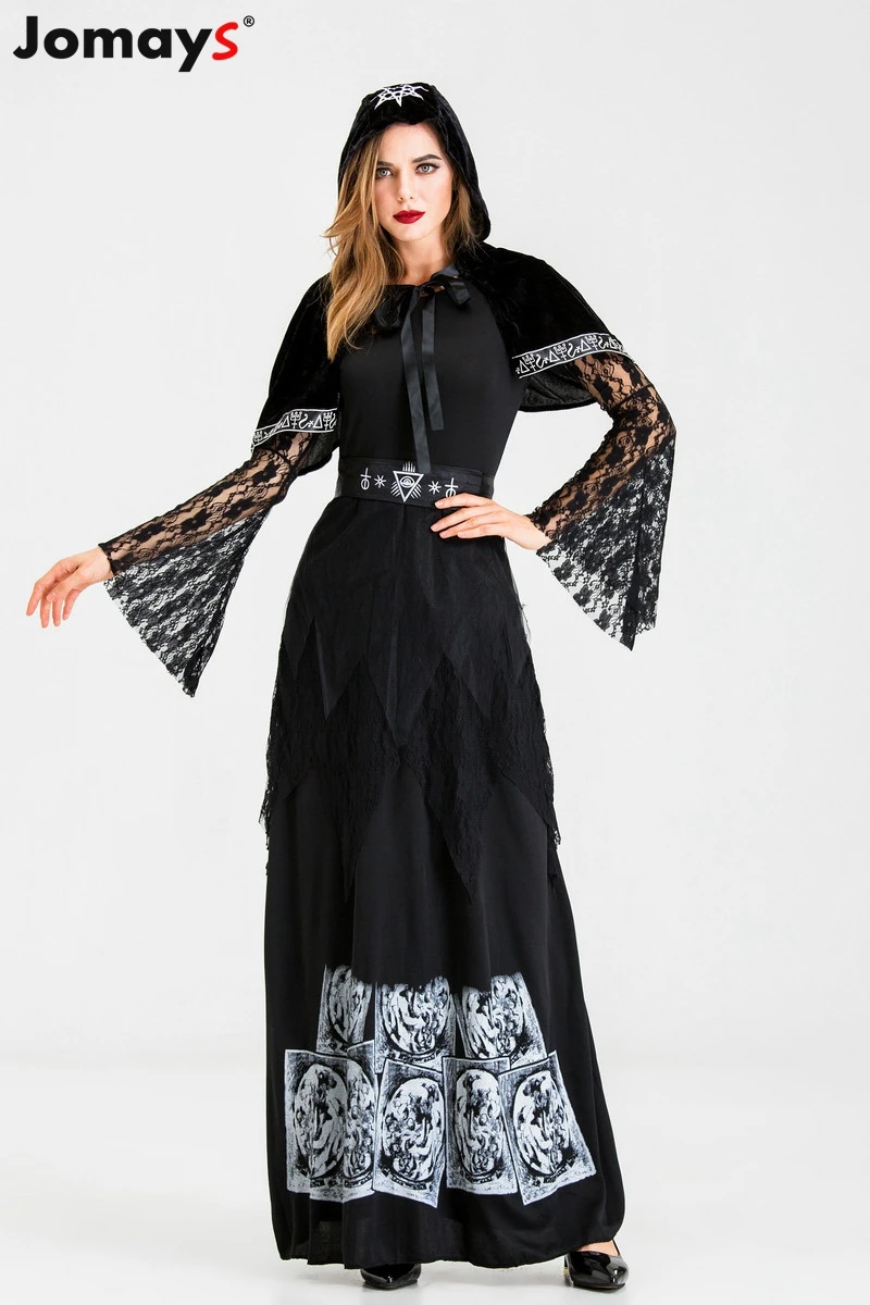 Костюмы на Хэллоуин для женщин черное эротичное платье комплект ведьмы косплей