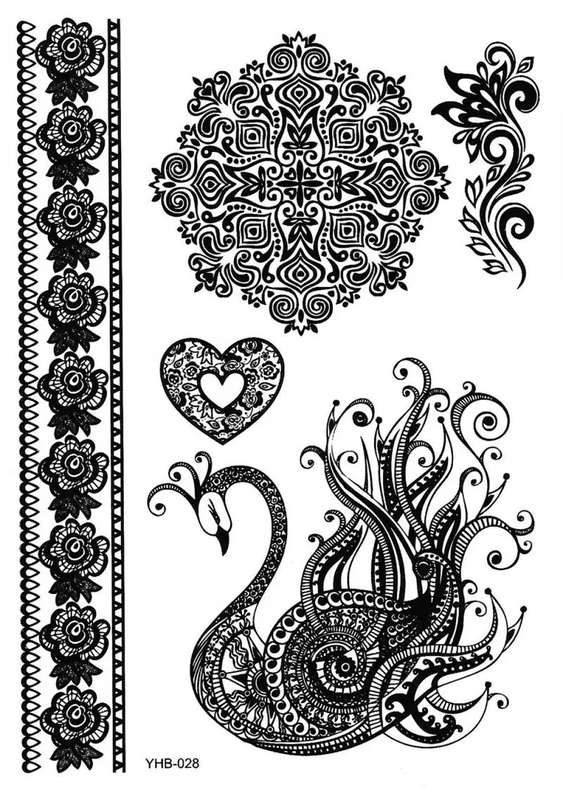Дополнительные 4 стиля пикантные кружевные наклейки черная хна временная
