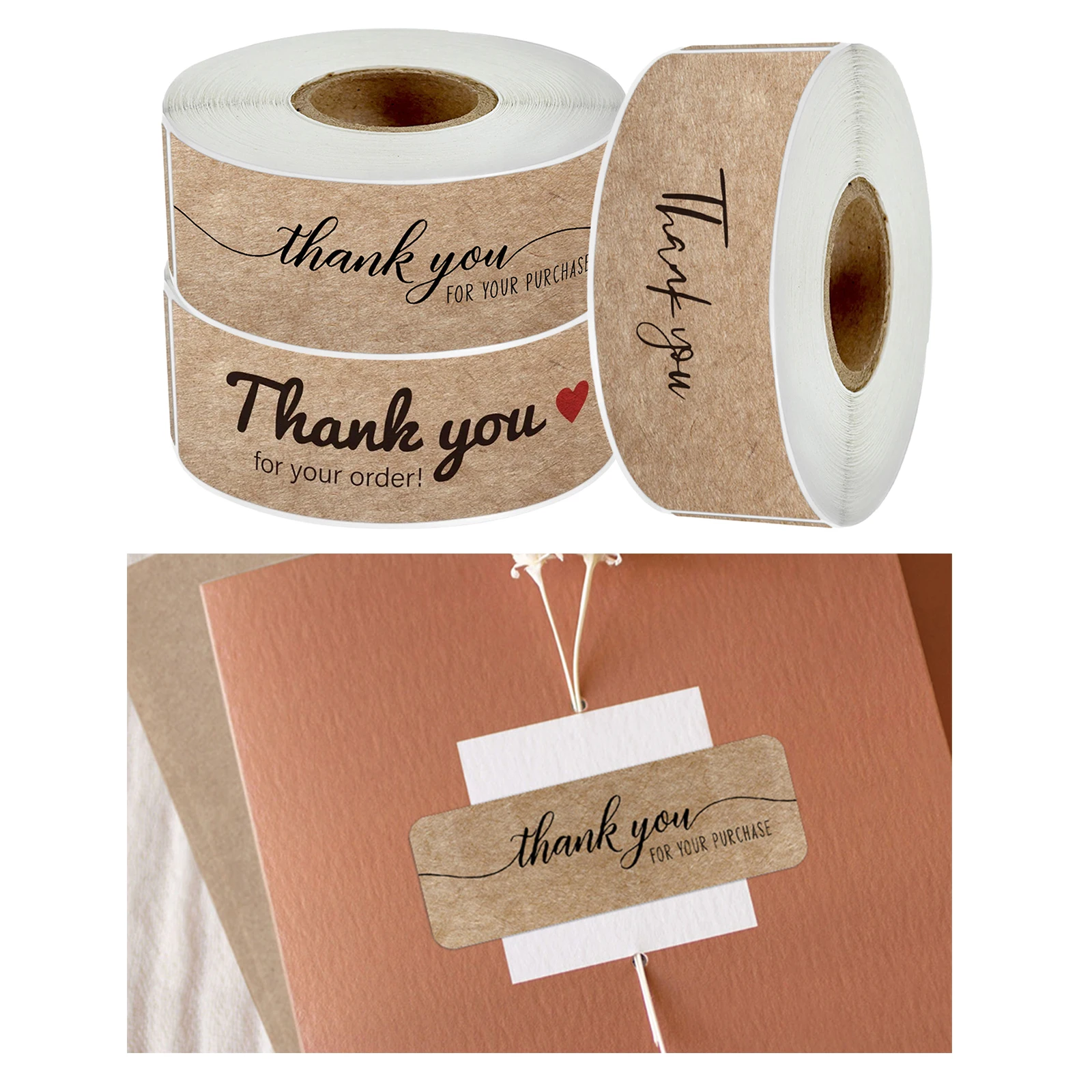 

3Pcs Rectangle Thank You Stickers Gift Sealing Labels 120Sticks Paper Craft Adhesive Shop Business Receipts Wedding Baby Shower