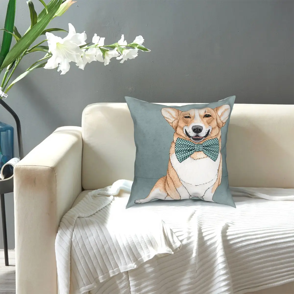 

Corgi Dog Square Pillow Case Throw Pillow Vintage Cushion Covers