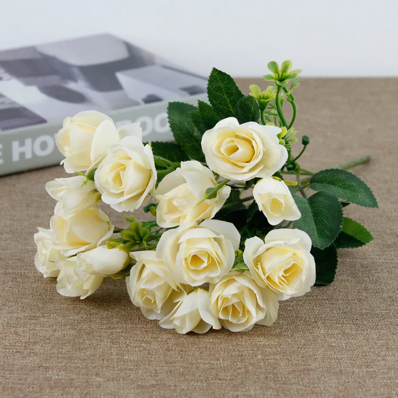 1 шт. букет с маленькими бутонами розы искусственный цветок Шелковая Роза сделай