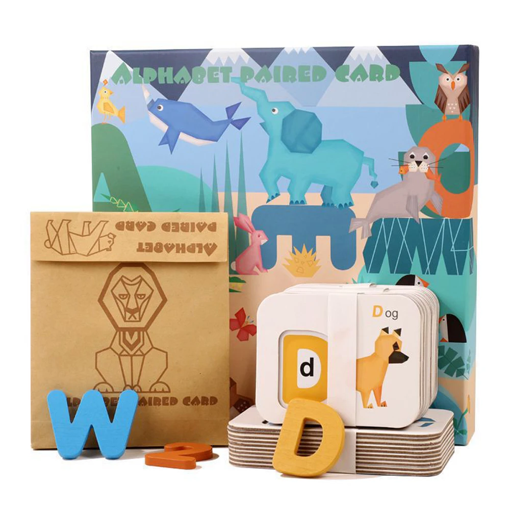 

Montessori Early Learning Number Letter Matching Cognitive Card Blocks Children's Wooden Educational Toys Board Games for Adults