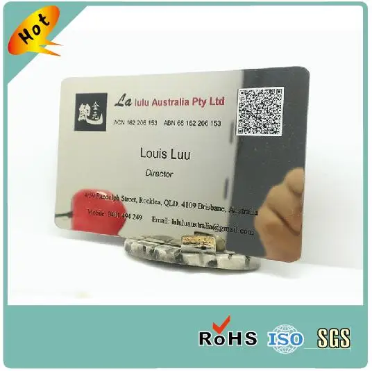 China manufacture mirror finish metal plate etching 304 stainless steel metal business card with matte surface