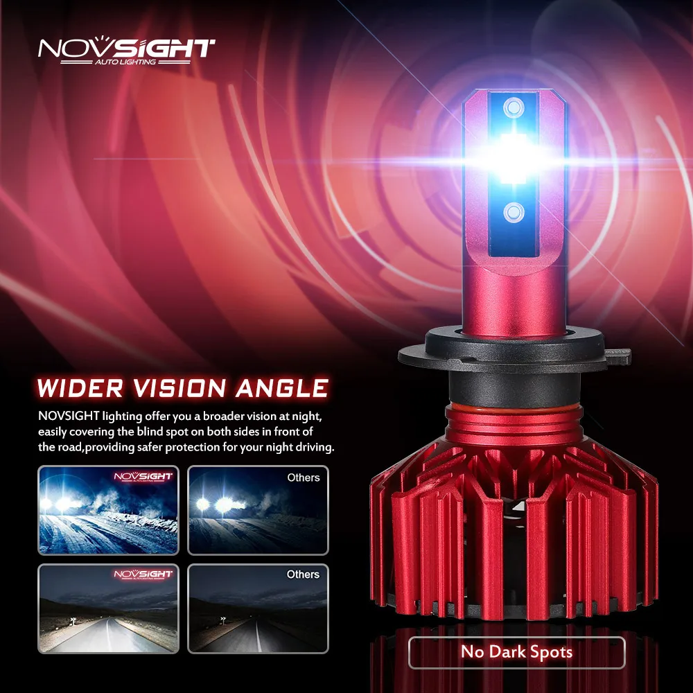Novsight H4 светодиодный H11 H3 H7 Автомобильный 9005 9006 фары из компактной стали лампы Hi-Lo
