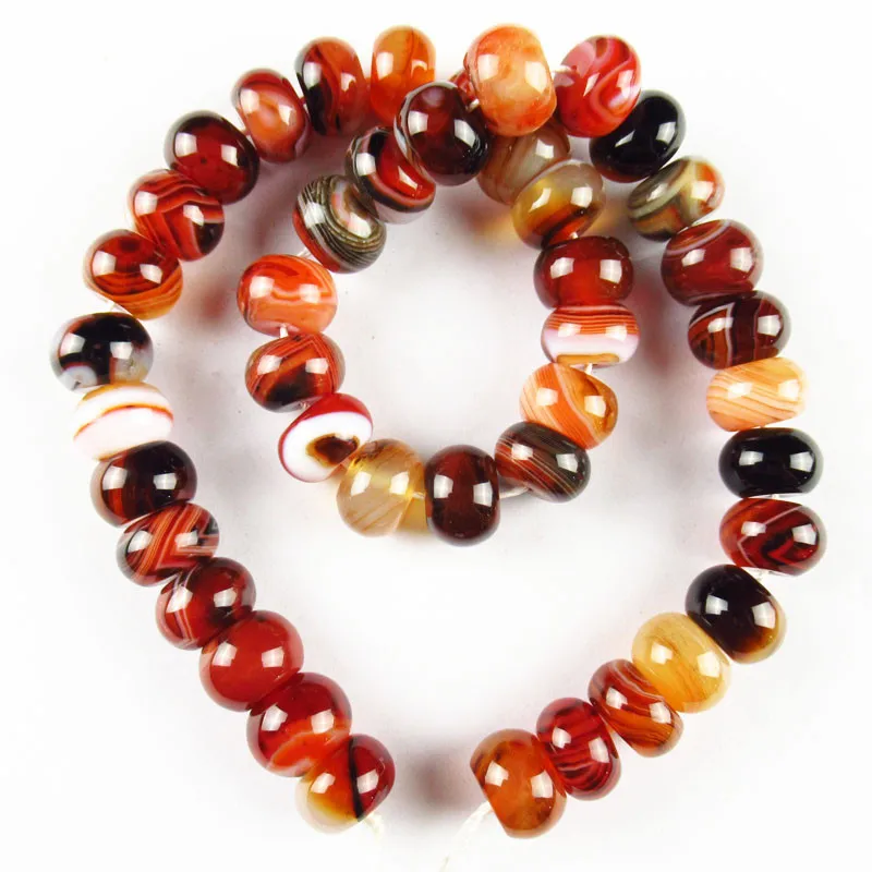 

1Strand 131.5g Red Black Dream Onyx Agates Rondelle Loose Bead 15.5" 15x9mm
