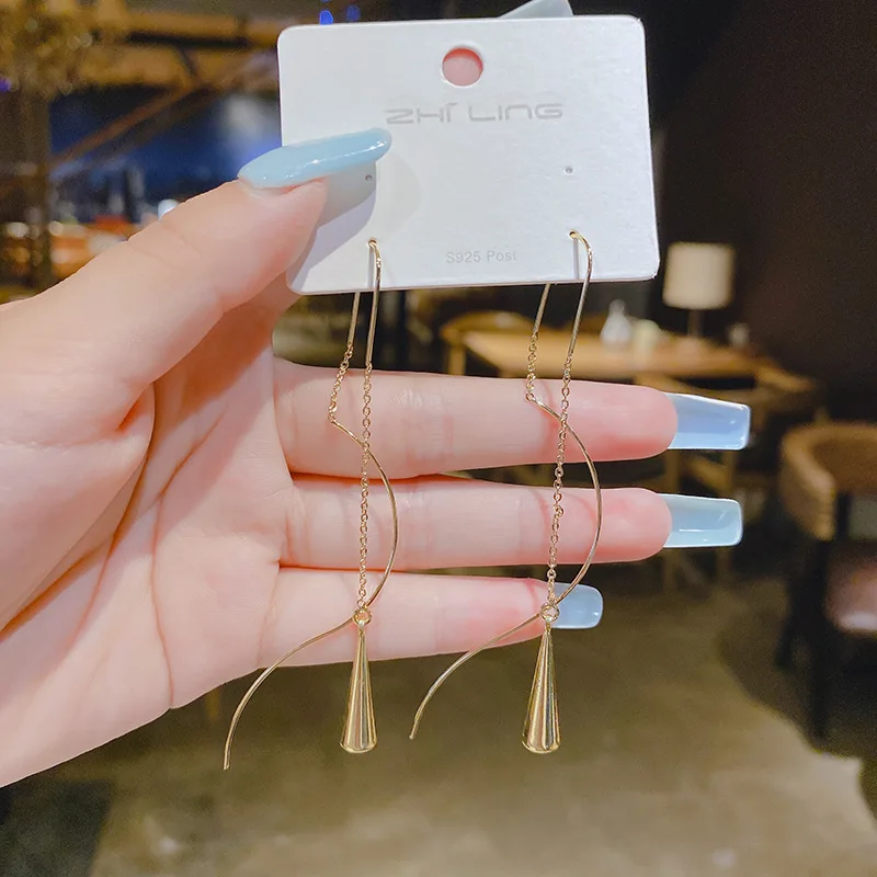 

South Korea Temperament Tassel Ear Line Women's Long Style Versatile Earrings Fashion Earring For Women Wedding Jewelry Gif