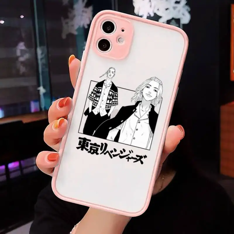 

manjiro sano Tokyo Revengers Phone Case For iPhone 12 11 Mini Pro XR XS Max 7 8 Plus X Matte transparent Pink Back Cover