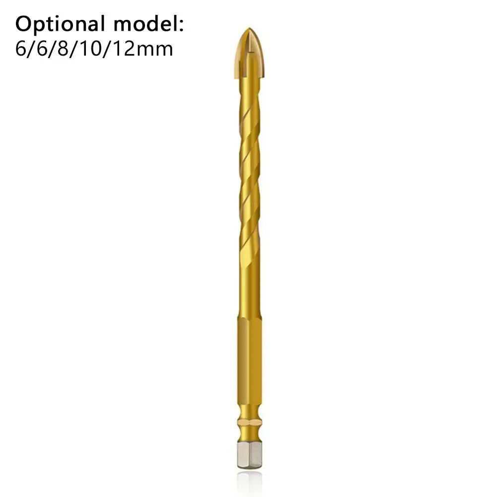 

5Pcs Hex Shank Twist Glass Bit Titanium Ceramic Drilling Set 6/8/10/12mm Triangular Cross Tip Drill Tile Concrete Hole Opener