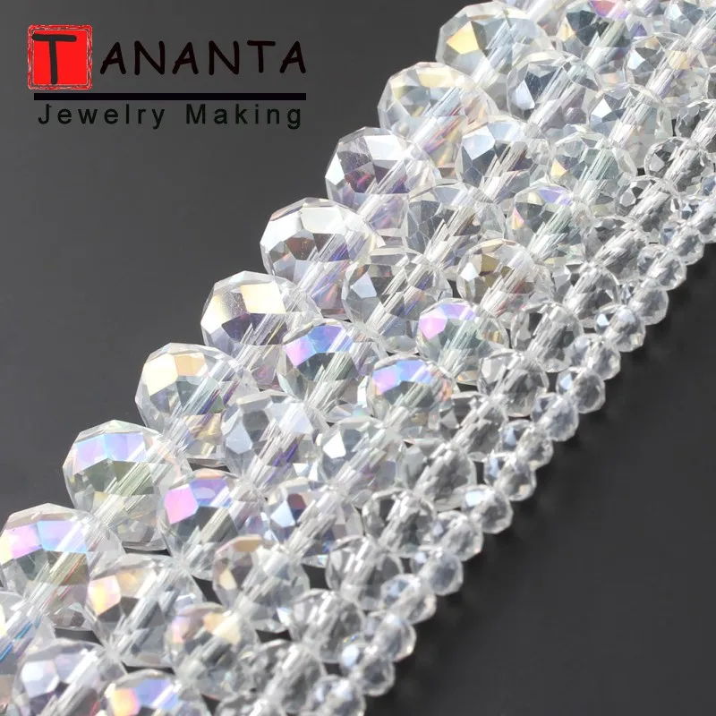 Оптовая продажа граненые прозрачные стеклянные бусины AB круглые разделители 4 6 8