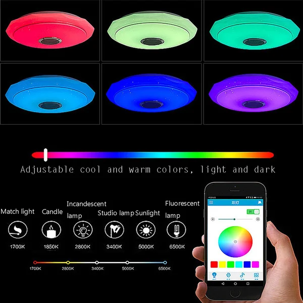 Светодиодный акриловый потолочный светильник RGB bluetooth музыкальный динамик с
