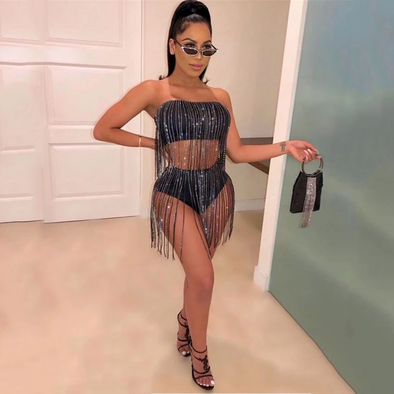 Лидер продаж комплект из двух предметов с блестящими стразами и кисточками без