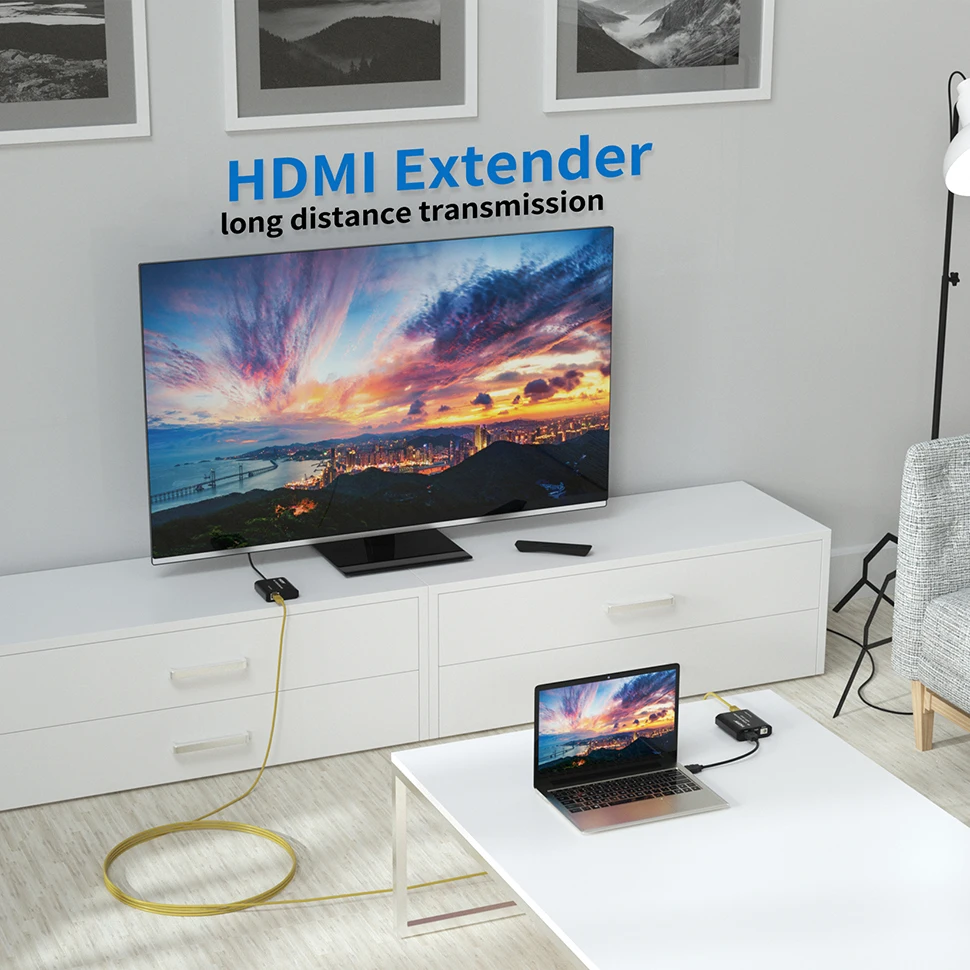 Аудио-Удлинитель HDMI Over ethernet Cat5e/Cat6 RJ45 порты удлинитель Loop 60m 1080P TX RX для PS4 apple TV ПК