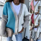 Вязаные свитера, женская уличная одежда, свободный однобортный свитер Lugentolo с длинными рукавами и V-образным вырезом