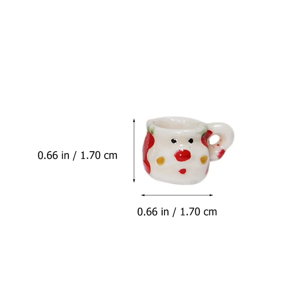 

3pcs Mini Kitchen Ware Models Tea Set Xmas Ceramics Crafts Cartoon Tea Cup Decor
