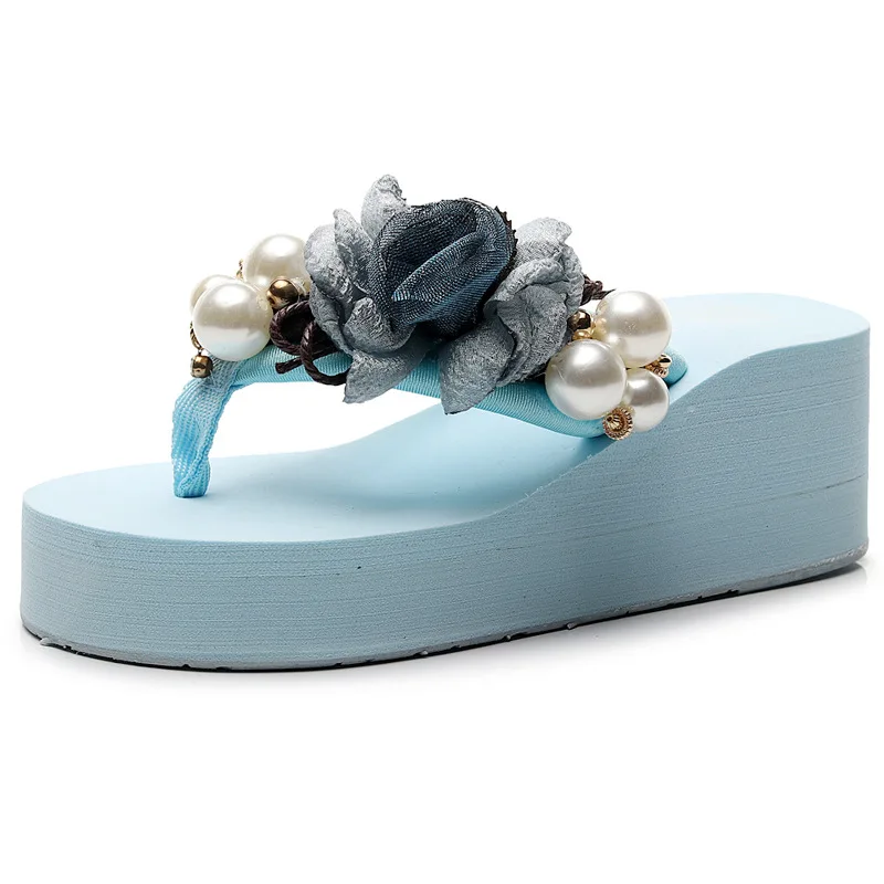 

Ladies 6cm Sexy High Heel Sandals Female Summer Pearl Platform Flip Flops Vacation Travel Shoes Size 35-42 Gladiator Sandals