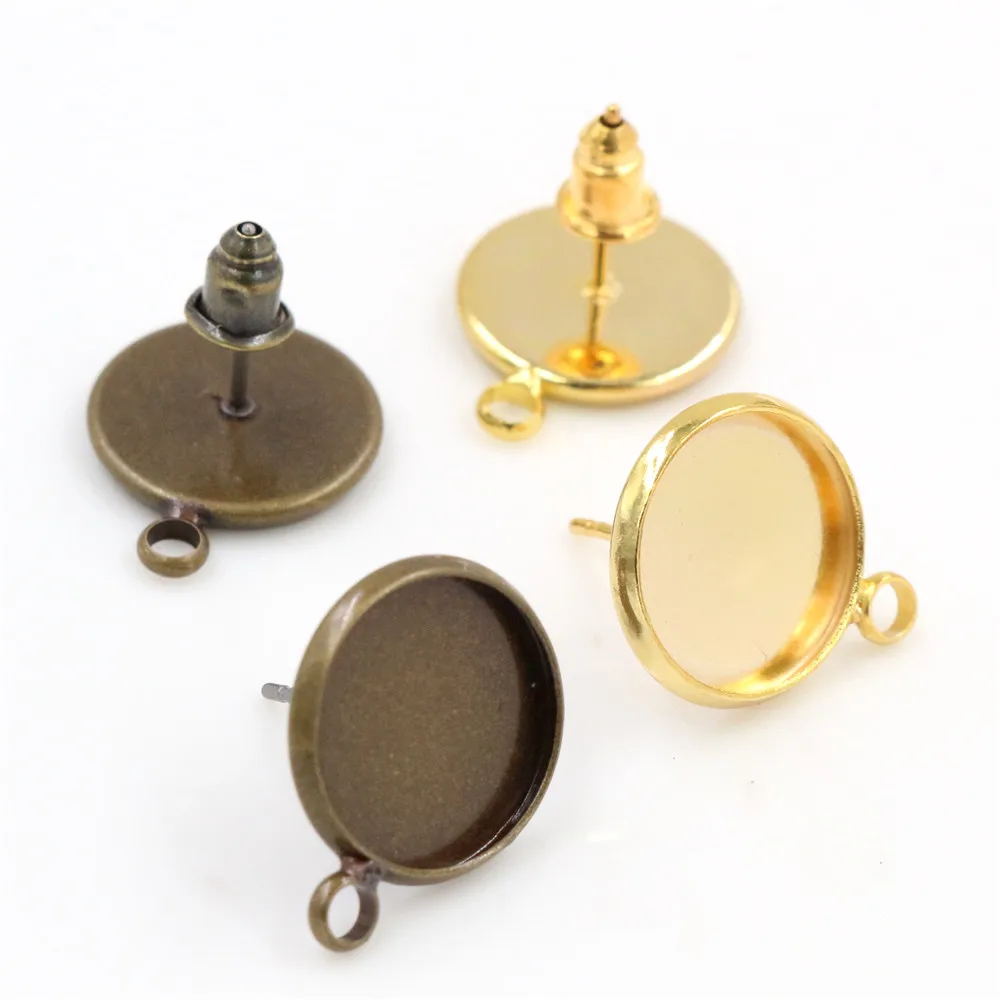 12 мм 10 шт антикварные бронзовые и золотые серьги гвоздики пустые/Базовые