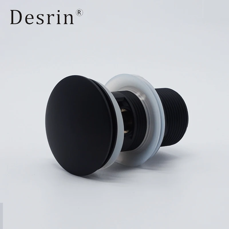 Desrin матовый латунный черный умывальник для ванной комнаты отскакивающий слив