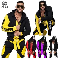 zogaa hip hop mens cool hoodies set 2 piece sweatsuit hooded jacket and pants jogging suit tracksuits