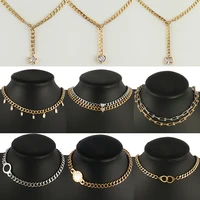 punk women choker necklace stainless steel necklaces thick chain necklaces for women heart necklace zircon charm jewelry gifts