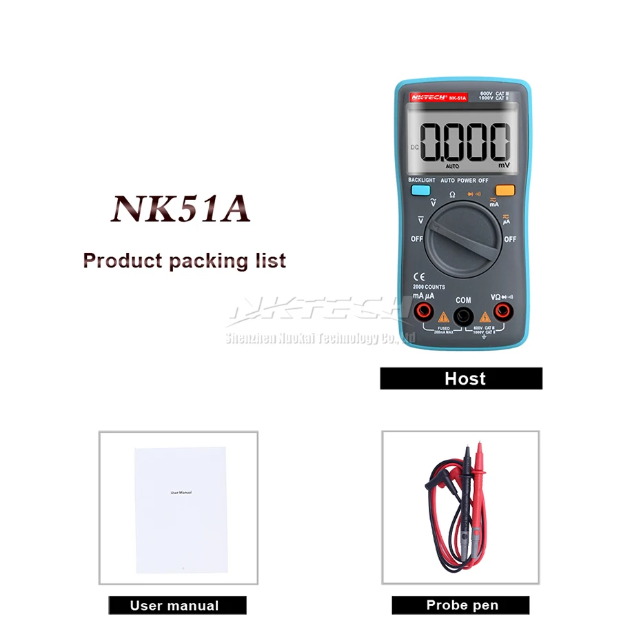 NKTECH Цифровой мультиметр карман NK-51A NK-51B NK-51C NK-51D истинного среднеквадратичного значения переменного тока Амперметр Вольтметр переменного тока постоянного тока Гц Ом Температура Электрический тестер