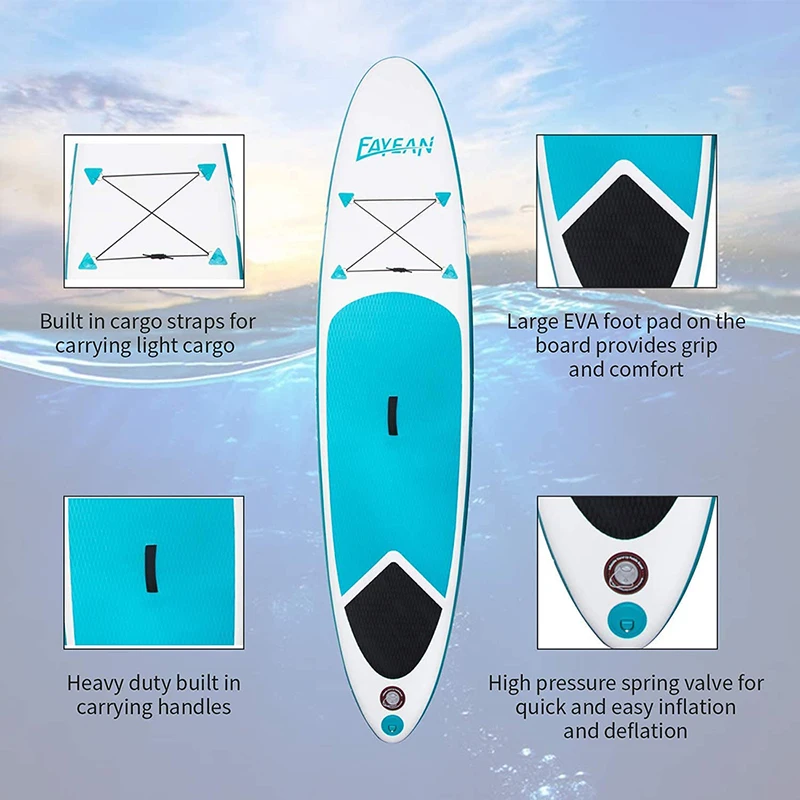 SUP Inflatable Surf Paddle Board 10' x 28''x 6'' with Hand Pump Backpack Coil Leash Carry Bag Repair Kit Case | Спорт и