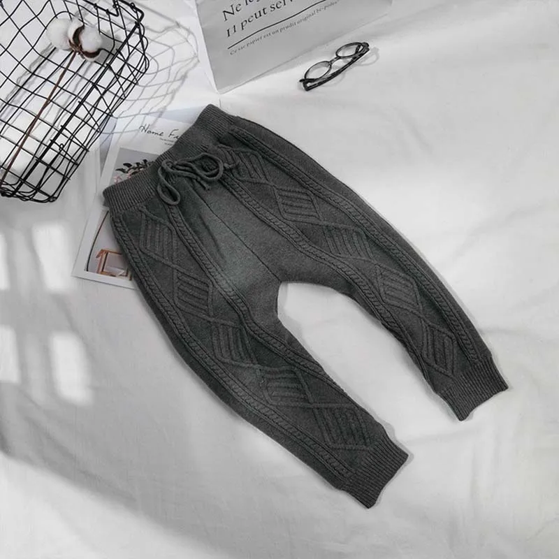 Осенне зимние леггинсы для маленьких мальчиков и девочек с крученой веревкой
