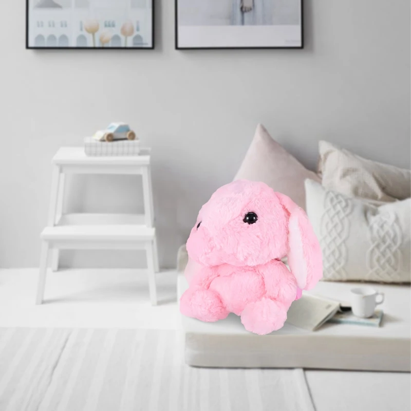 

2x Plush Rabbit Long Ear Bunny Bag Plush Doll Plush Toys Children Backpack for Girls Kids,Pink & Gray and White