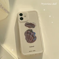 retro stones shell art japanese phone case for iphone 13 12 11 pro max xs max xr 7 8 plus 7plus lens protection case cute cover