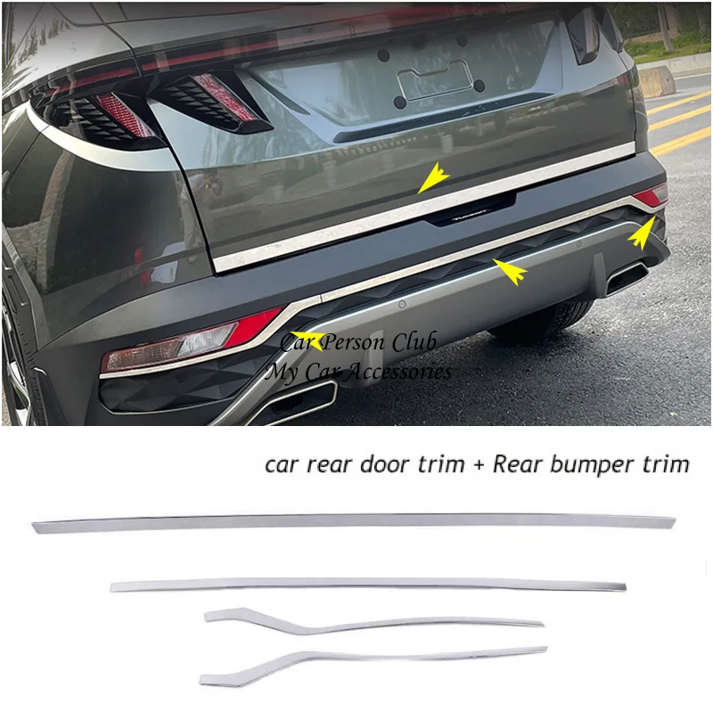 

Наклейки на заднюю дверь автомобиля, отделка для заднего бампера, внешний декор для стайлинга автомобилей Hyundai Tucson NX4 2021, аксессуары