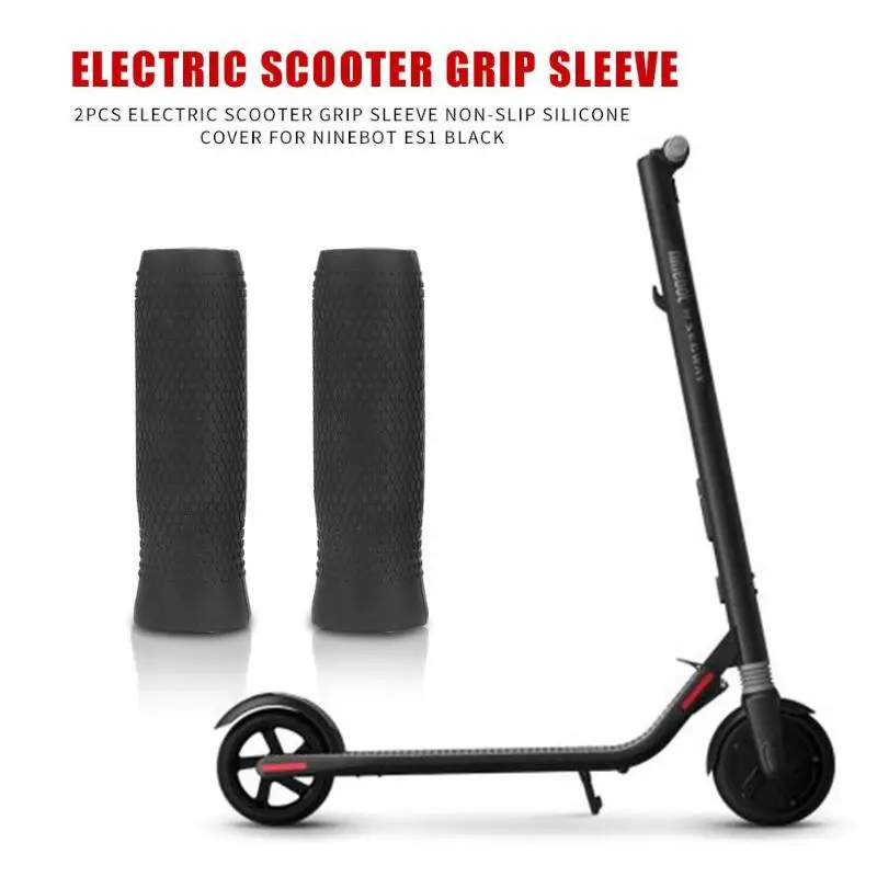 

Durable Electric Scooter Handle Grip 2pcs Electric Scooter Grip Sleeve Non-slip Silicone Cover for Ninebot ES1 Black