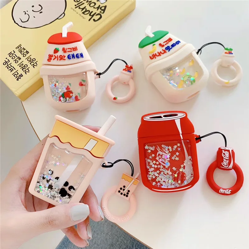 

for Airpods 12 Case Quicksand Milk Tea for Airpods 12 Silicone Shockproof Bluetooth Wireless Protective Cover Case Accessories