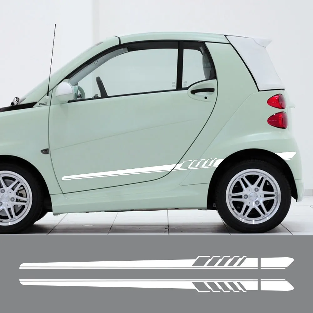 

2pcs Car Door Sports Stickers Automobile Waist Line Decals For Smart Fortwo Body Wrap Decors Sheet Roll Film Auto Accessories
