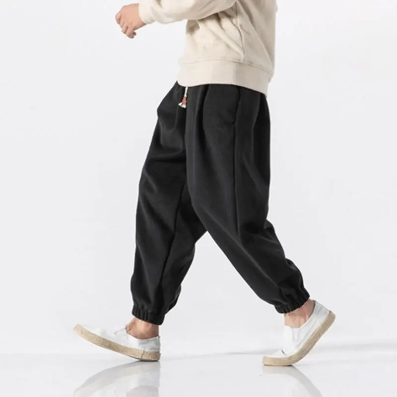 Liketkit Winter Casual Harem Pants Men 2019 Chinese Traditional Solid Thick Jogger Male Baggy Loose Lantern Trousers | Мужская одежда