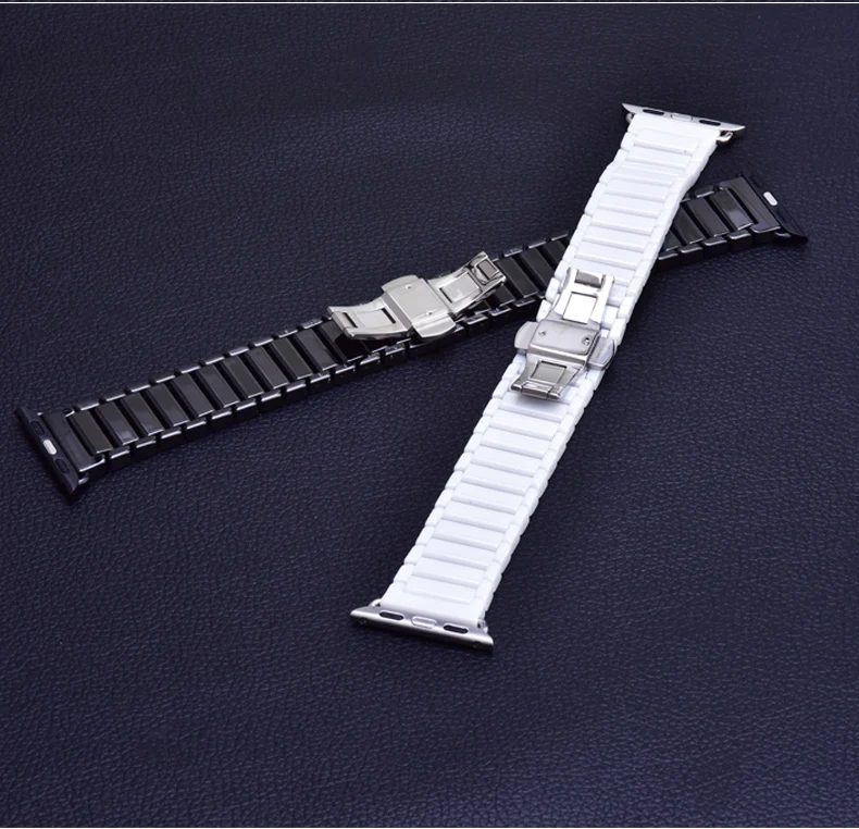 

new ceramics bracelet for apple watch band se 42/38 40mm 44mm Butterfly buckle strap for iwatch series 6/5/4/3/2/1 wrist belt