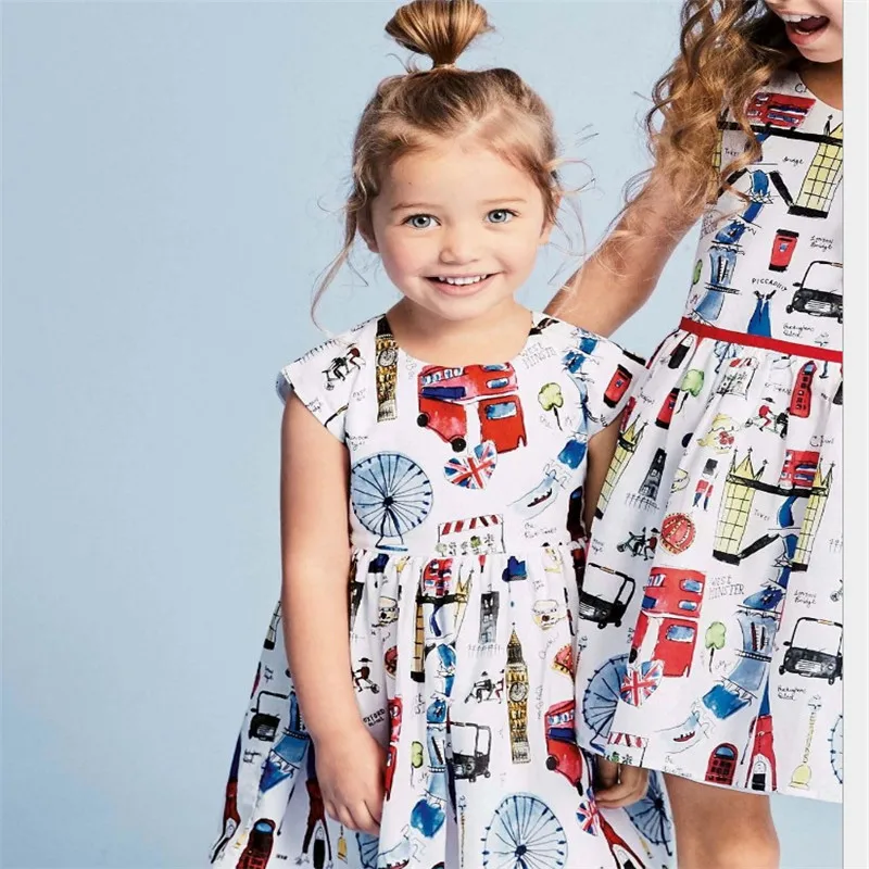 Детское летнее Хлопковое платье с коротким рукавом и замки из мультфильма |